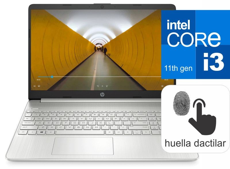 Laptop HP i3-1115G4, 8GB memoria, 256GB SSD, 15", touchscreen